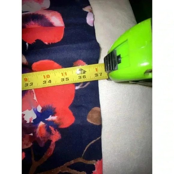 Ellen Tracy Blue Floral A Line Dress Lined Short Sleeve - Picture 6 of 11